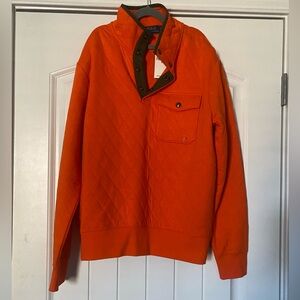 NWT Polo Ralph Lauren Mens Orange Half Button Quilted Long Sleeve Pullover Small